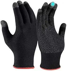 TROXXON Full Finger Bike Riding Gloves with Touch Screen Sensitivity at Thumb and Index Finger, Full Hand Gaming Gloves, Anti-Sweat Breathable for Men & Women Gloves - Carbon Fibre, Black