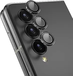 ZARALA [3 Pack Camera Lens Protector for Samsung Galaxy Z Fold 5 5G Tempered Glass/Night Shooting Mode/Metal Material Ring/HD Clairity-Black